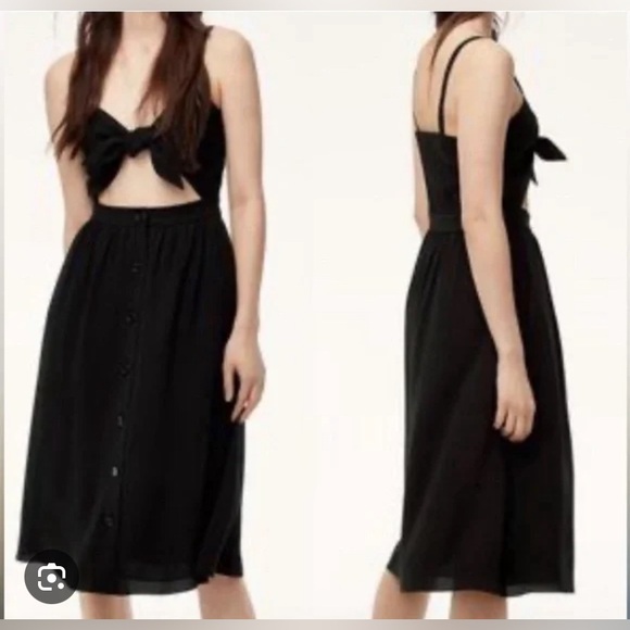 Aritzia Wilfred Adelia Tie Front Dress Size 10 Black - .Worn Once - Picture 1 of 2